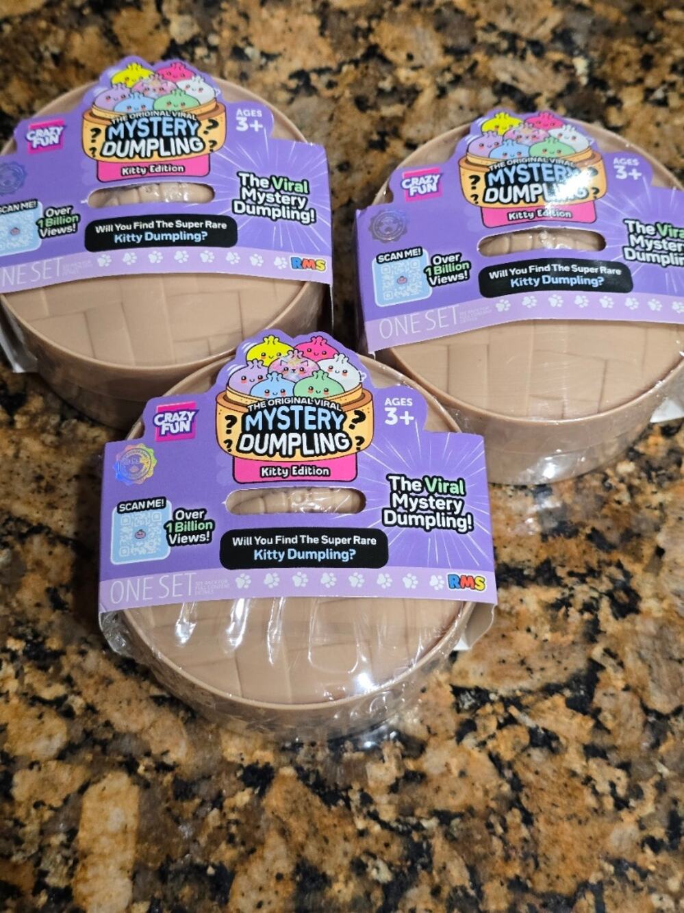 RMS Crazy Fun Viral Mystery Squishy Dumpling Kitten Dumpling Edition LOT of 3
